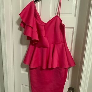 Elegant Pink One-Shoulder Dress